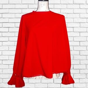 Pomander Place Red Bell Sleeve Blouse